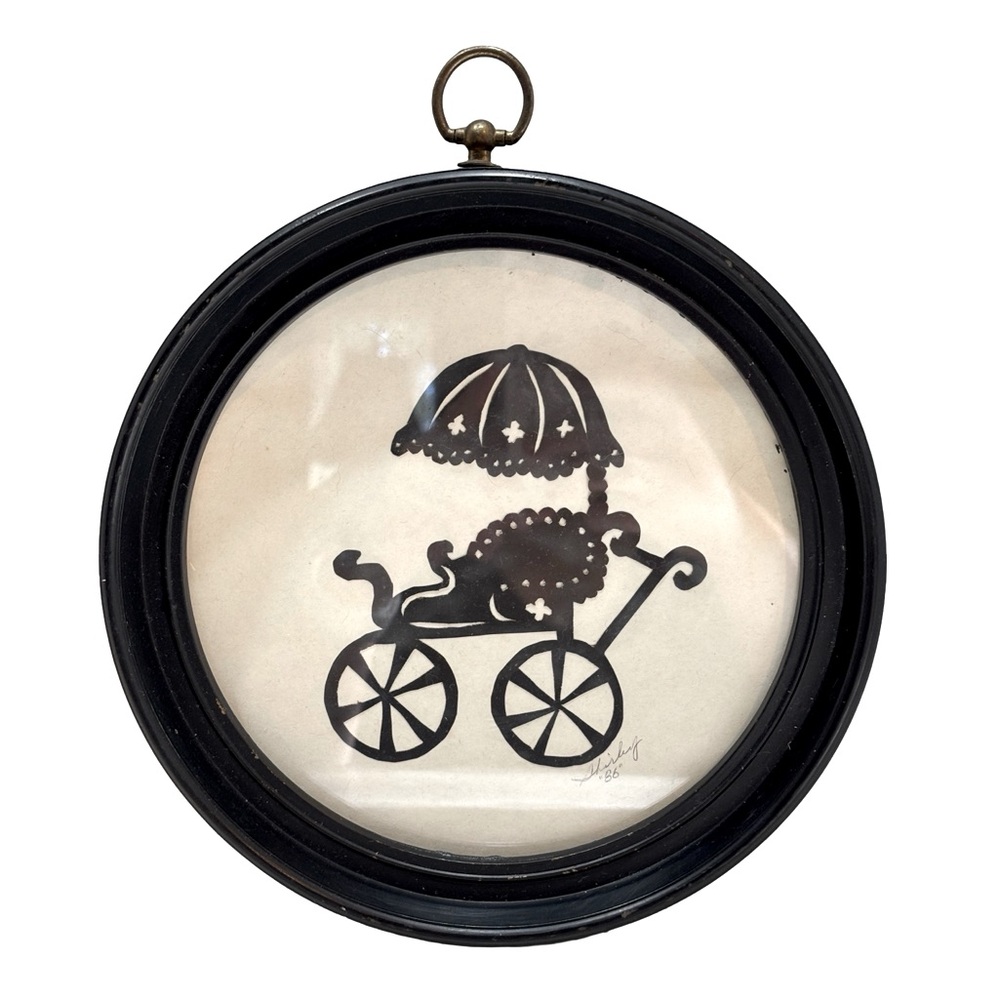 Vintage Silhouette of a Victorian Baby Buggy Carriage Wall Picture‎